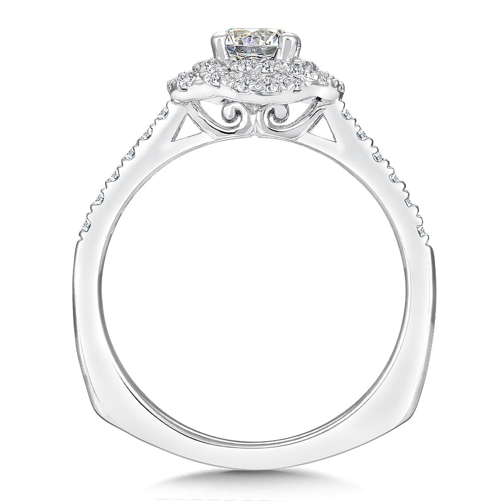 Floral Shaped Halo Diamond Enagement Ring - Image 2