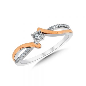 Sterling Silver and 14K Rose Gold Bypass Promise Ring