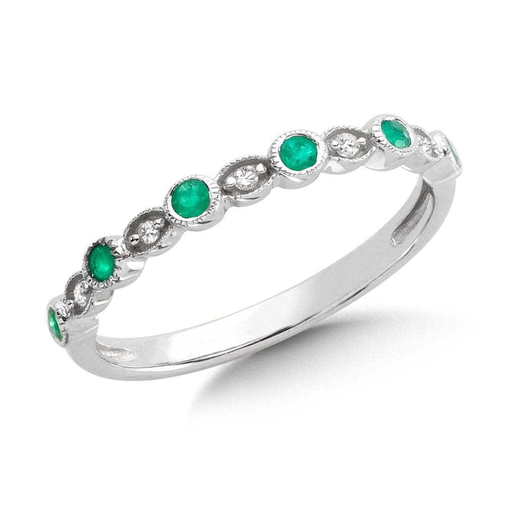 Emerald and Diamond Stackable Ring