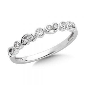 Pave and bezel set Diamond Scroll Design Stackable Ring