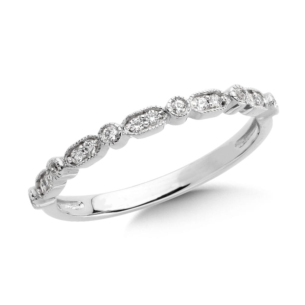 Pave set Diamond Open Heirloom Design Stackable, Anniversary Ring