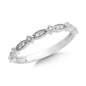 10k White Gold and Diamond Stackable Ring