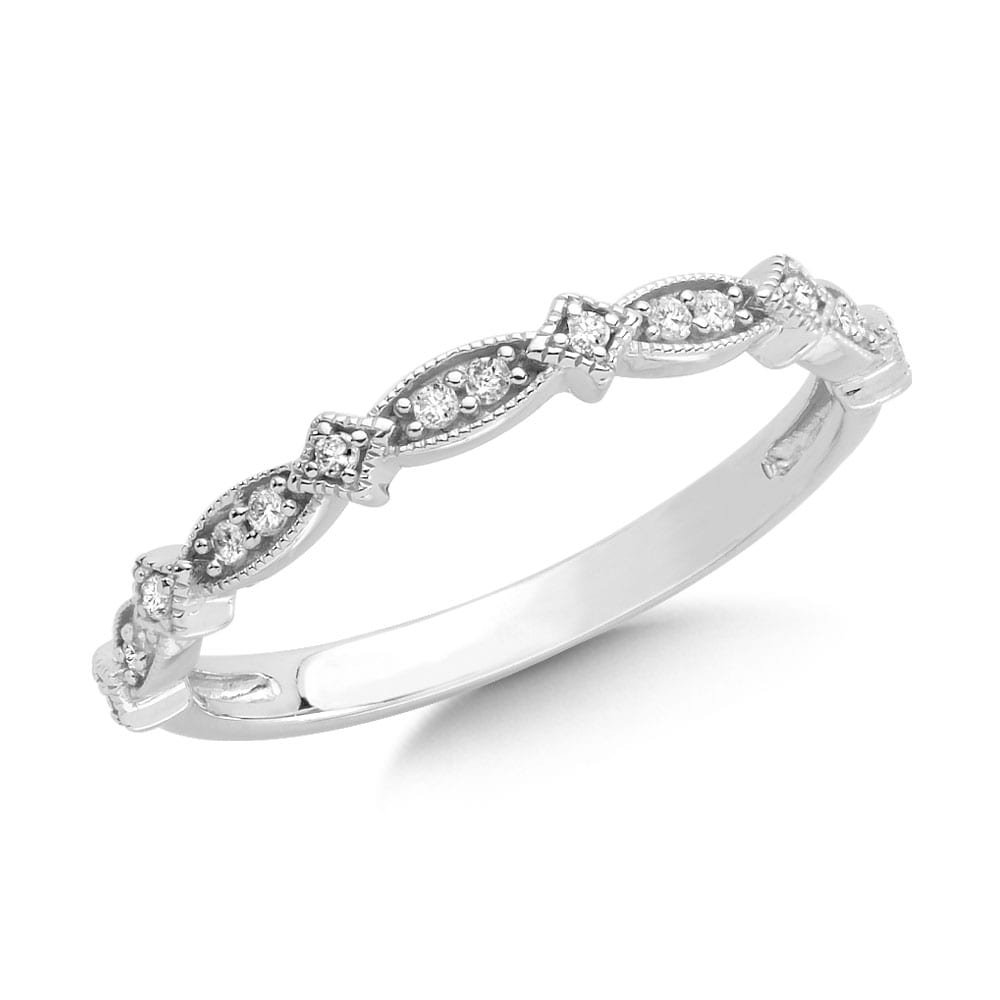 10k White Gold and Diamond Stackable Ring