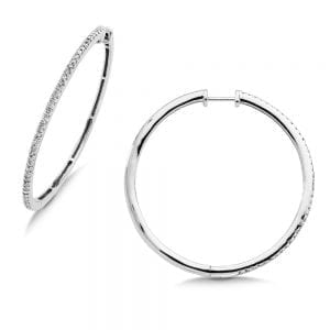 Pave set Slim Diamond Hoop Earrings