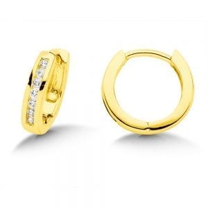 Channel set Diamond Huggy Hoops