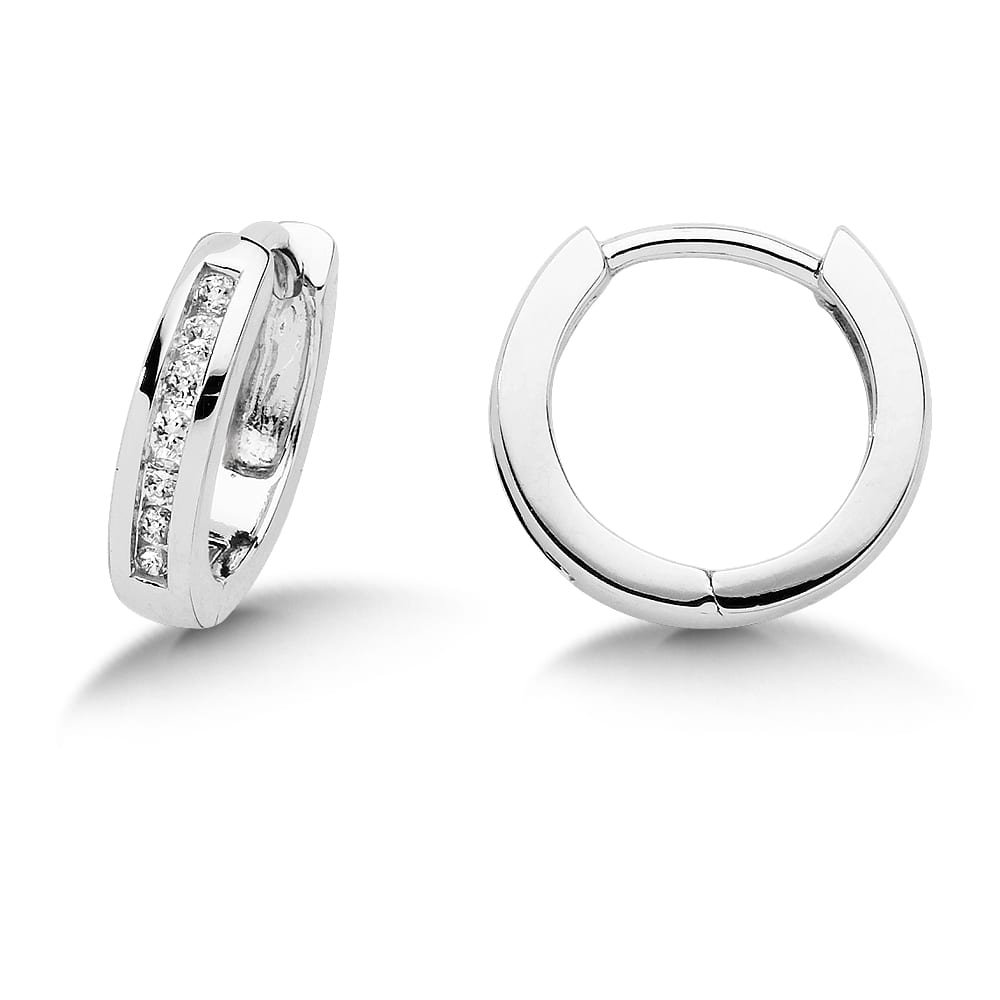 Channel set Diamond Huggy Hoops