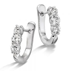 Prong Set set Diamond Hoop Earrings