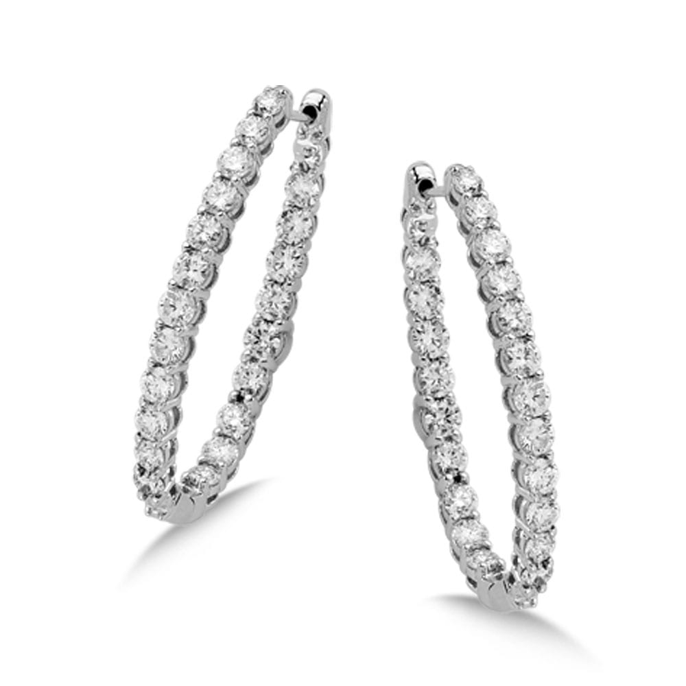 Pave set Diamond Oval Reflection Hoops