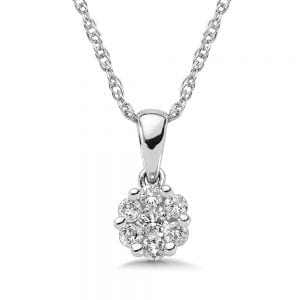Pave Set Diamond Cluster Pendant