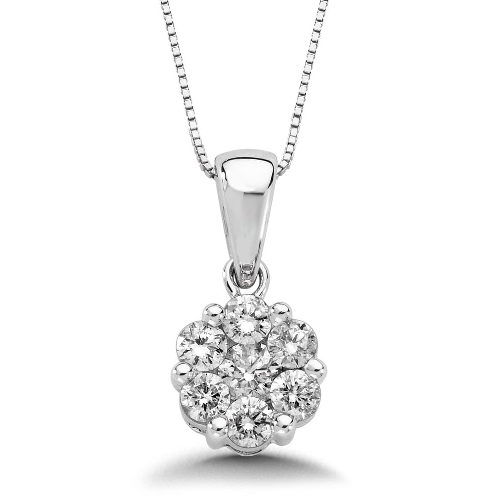 Pave Set Diamond Cluster Pendant