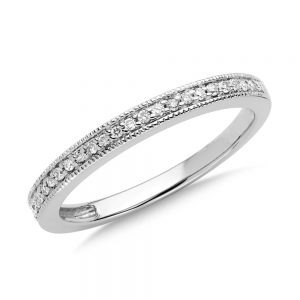 Pave set Diamond Stackable Ring in 10k White Gold