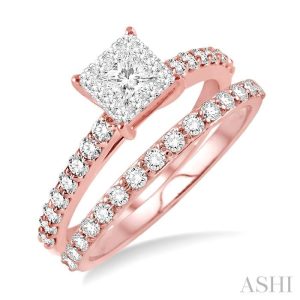 PRINCESS SHAPE LOVEBRIGHT DIAMOND WEDDING SET