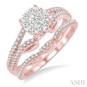 Round Shape Lovebright Diamond Wedding Set