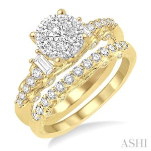 ROUND SHAPE LOVEBRIGHT DIAMOND WEDDING SET