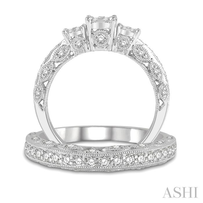 Round Shape Past Present & Future Lovebright Diamond Wedding Set - Image 3