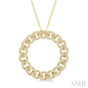 Curb & Cuban Circle Diamond Fashion Pendant