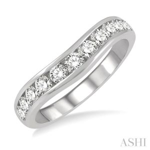 Channel Set Curved Diamond Wedding Band
