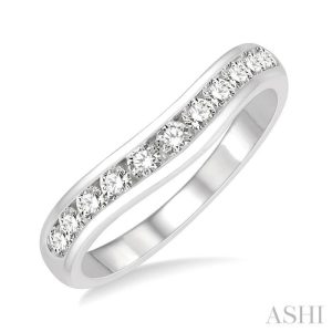 Channel Set Curved Diamond Wedding Band