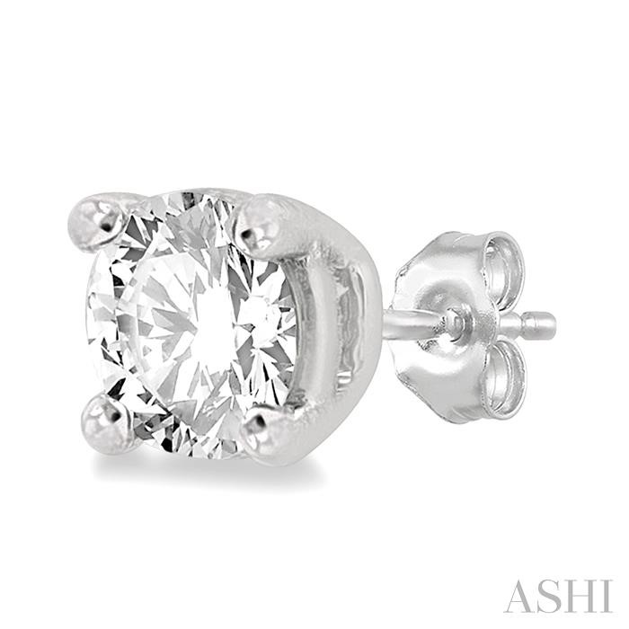 Round Shape Diamond Stud Earrings - Image 3