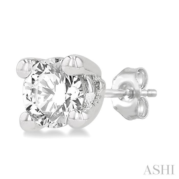 Round Shape Diamond Stud Earrings - Image 3