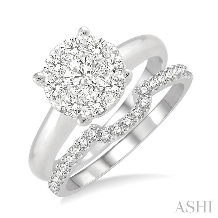 ROUND SHAPE LOVEBRIGHT DIAMOND WEDDING SET
