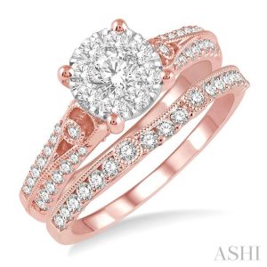 ROUND SHAPE LOVEBRIGHT DIAMOND WEDDING SET