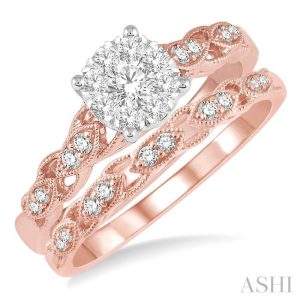 ROUND SHAPE LOVEBRIGHT DIAMOND WEDDING SET