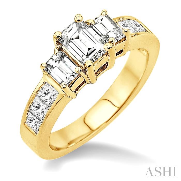 EMERALD SHAPE PAST PRESENT & FUTURE DIAMOND ENGAGEMENT RING