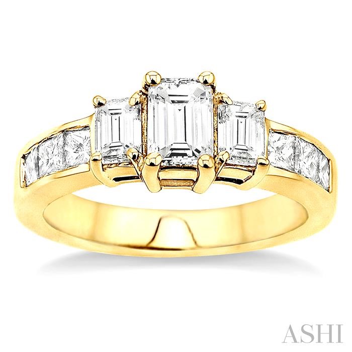 EMERALD SHAPE PAST PRESENT & FUTURE DIAMOND ENGAGEMENT RING - Image 2