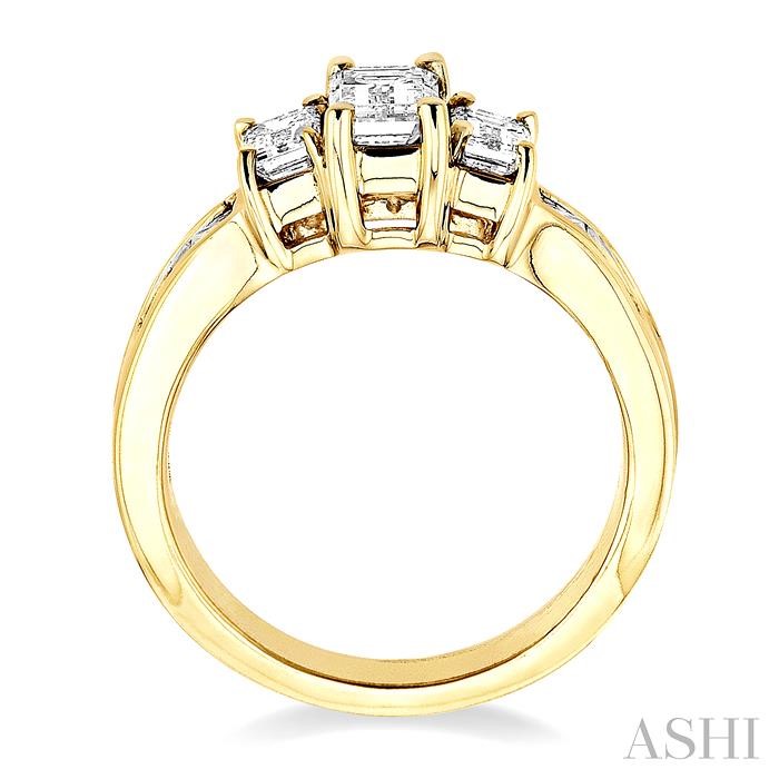 EMERALD SHAPE PAST PRESENT & FUTURE DIAMOND ENGAGEMENT RING - Image 3