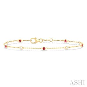 Alternate Gemstone & Diamond Station Chain Bracelet