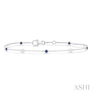Alternate Gemstone & Diamond Station Chain Bracelet
