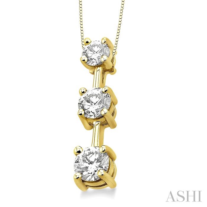 Round Shape Past Present & Future Diamond Pendant - Image 2