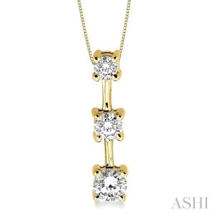 Round Shape Past Present & Future Diamond Pendant