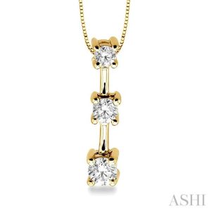Round Shape Past Present & Future Diamond Pendant