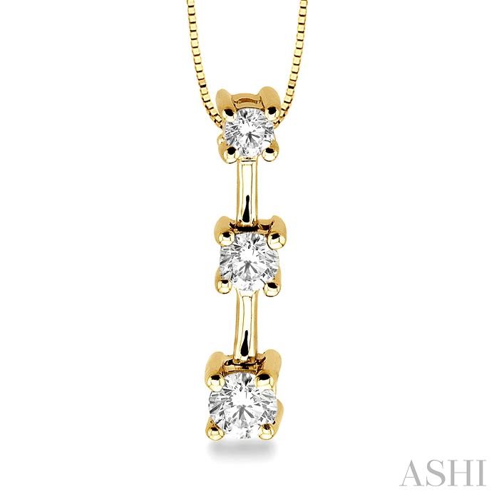 Round Shape Past Present & Future Diamond Pendant
