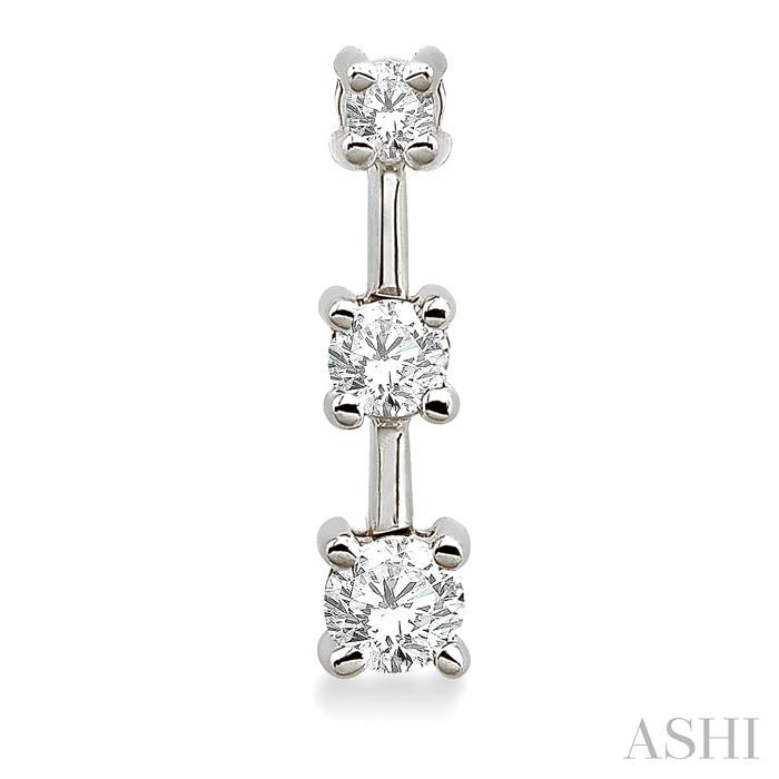 Round Shape Past Present & Future Diamond Earrings - Image 2