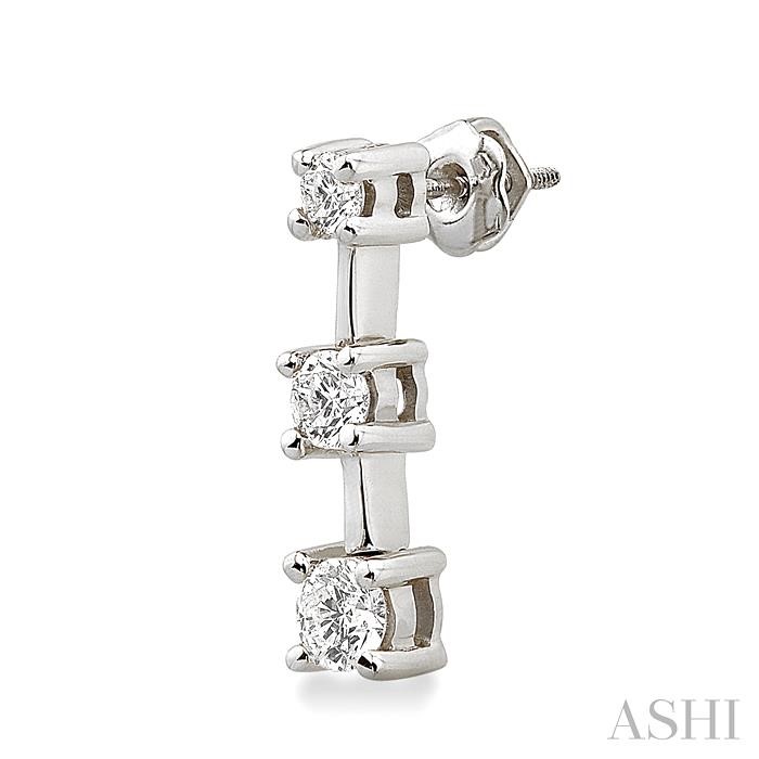 Round Shape Past Present & Future Diamond Earrings - Image 3