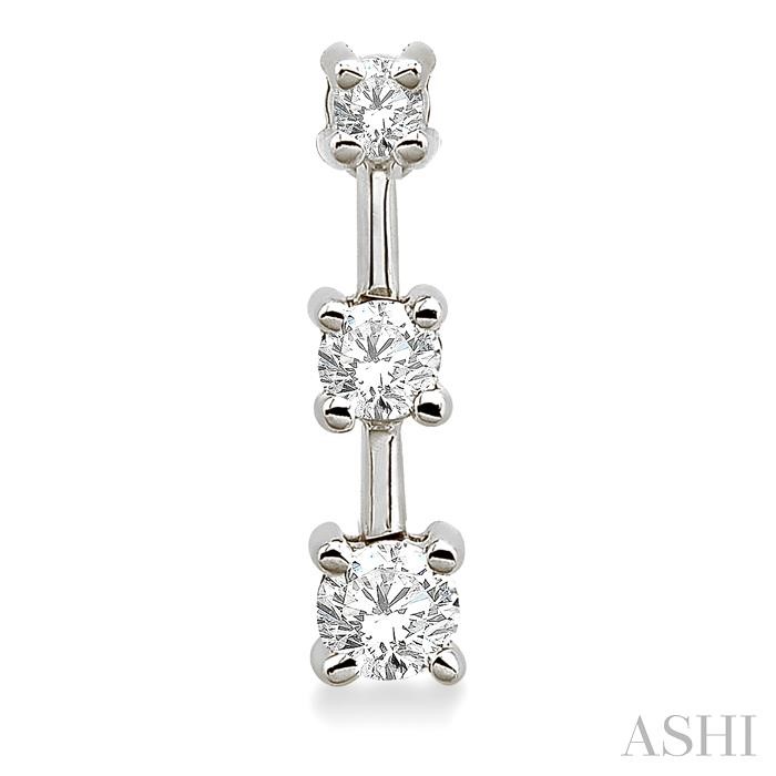 Round Shape Past Present & Future Diamond Earrings - Image 2