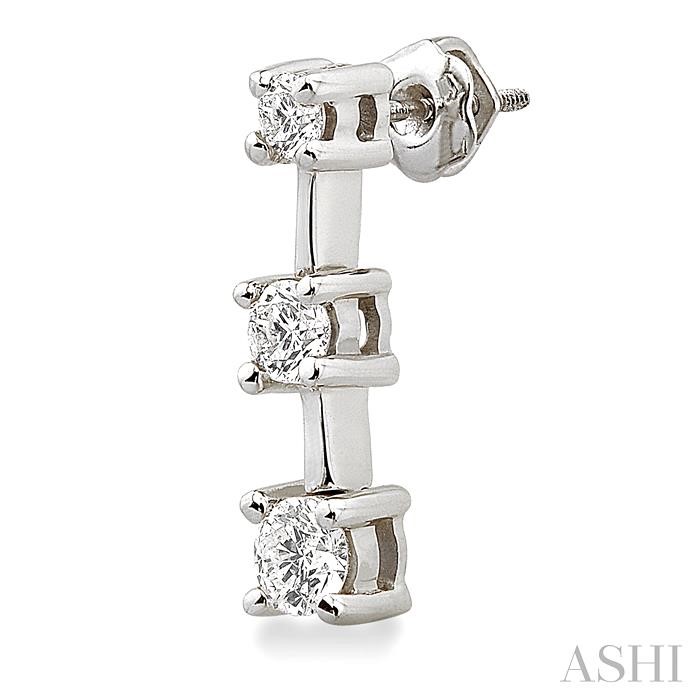 Round Shape Past Present & Future Diamond Earrings - Image 3