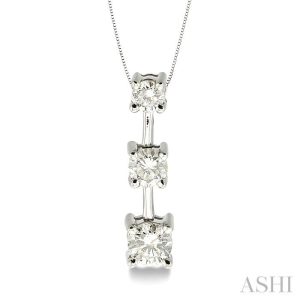 Round Shape Past Present & Future Diamond Pendant