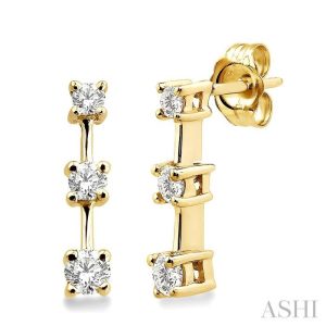Round Shape Past Present & Future Diamond Earrings