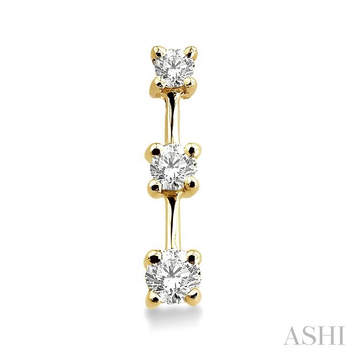 Round Shape Past Present & Future Diamond Earrings - Image 2