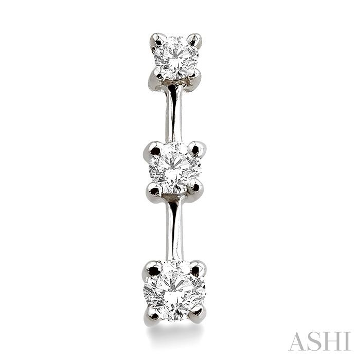 Round Shape Past Present & Future Diamond Earrings - Image 2