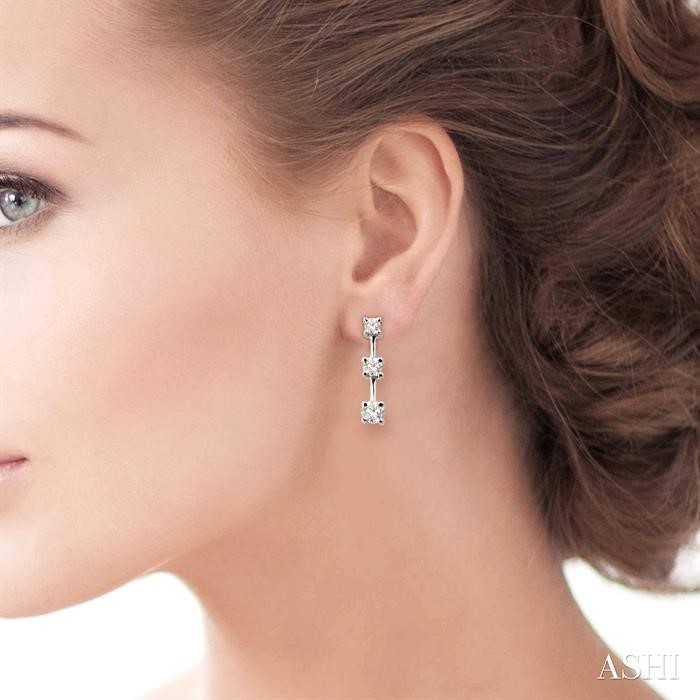 Round Shape Past Present & Future Diamond Earrings - Image 4