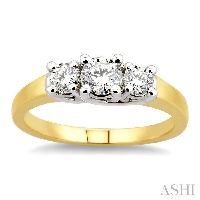 ROUND SHAPE PAST PRESENT & FUTURE DIAMOND ENGAGEMENT RING - Image 2