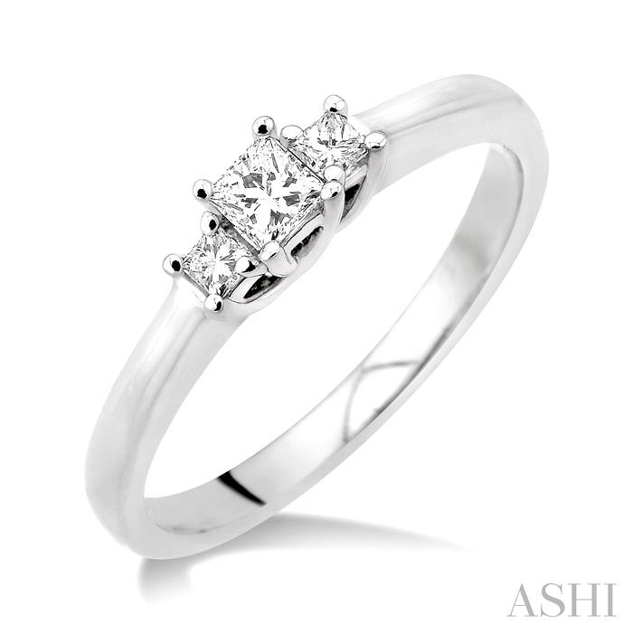 PRINCESS SHAPE PAST PRESENT & FUTURE DIAMOND ENGAGEMENT RING