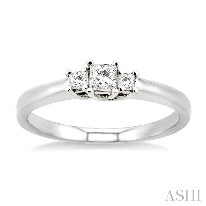 PRINCESS SHAPE PAST PRESENT & FUTURE DIAMOND ENGAGEMENT RING - Image 2