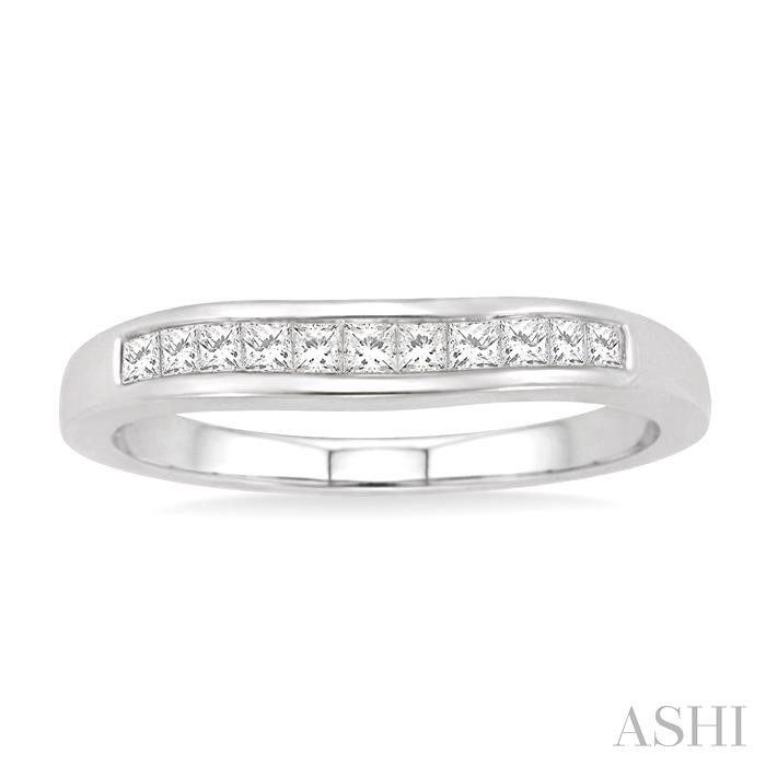 Channel Set Curved Diamond Wedding Band - Image 2