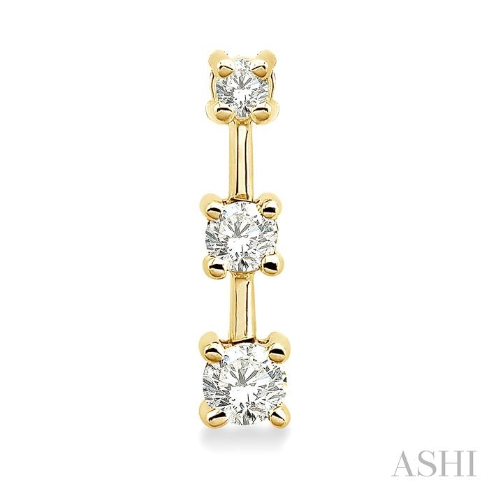 Round Shape Past Present & Future Diamond Earrings - Image 2